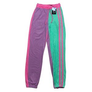 Dolls Kill Jaded London Pink & Turquoise Towelling Joggers Sweatpants UK/6 US/2